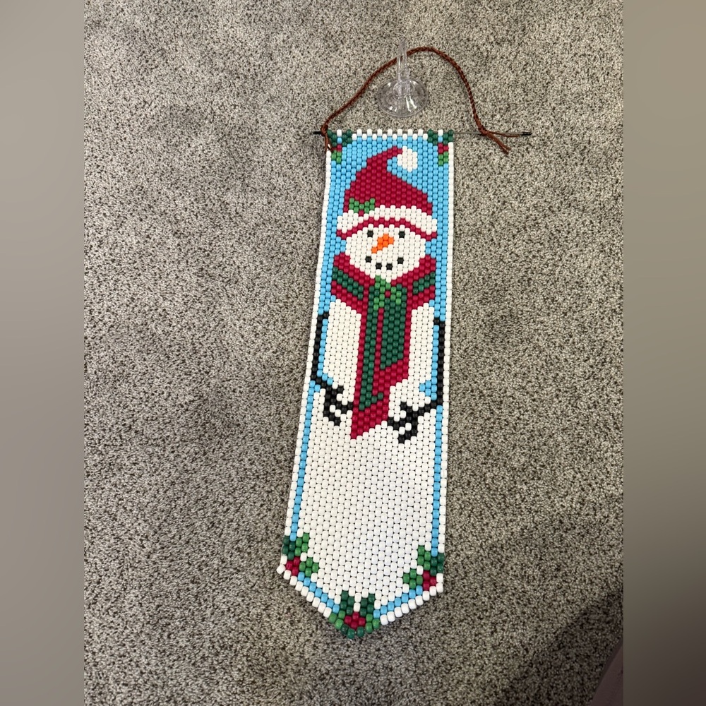 Festive Snowman Beaded Wall Hanging